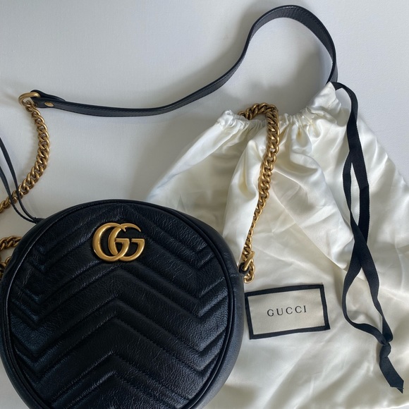 Gucci GG Marmont Round Shoulder Bag Mini Black - Picture 8 of 8